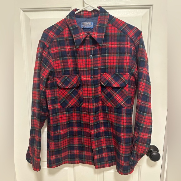 Pendleton VTG 70s Board Shirt Pure Wool Plaid Flannel Medium - Picture 1 of 7